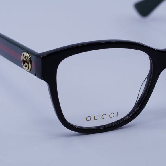 Gucci GG0038ON 011 Eyeglasses Black/Green 54mm Square Frame - Picture 5 of 11